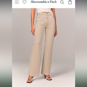Abercrombie & Fitch High-Rise Wide Leg Jeans in Light Beige